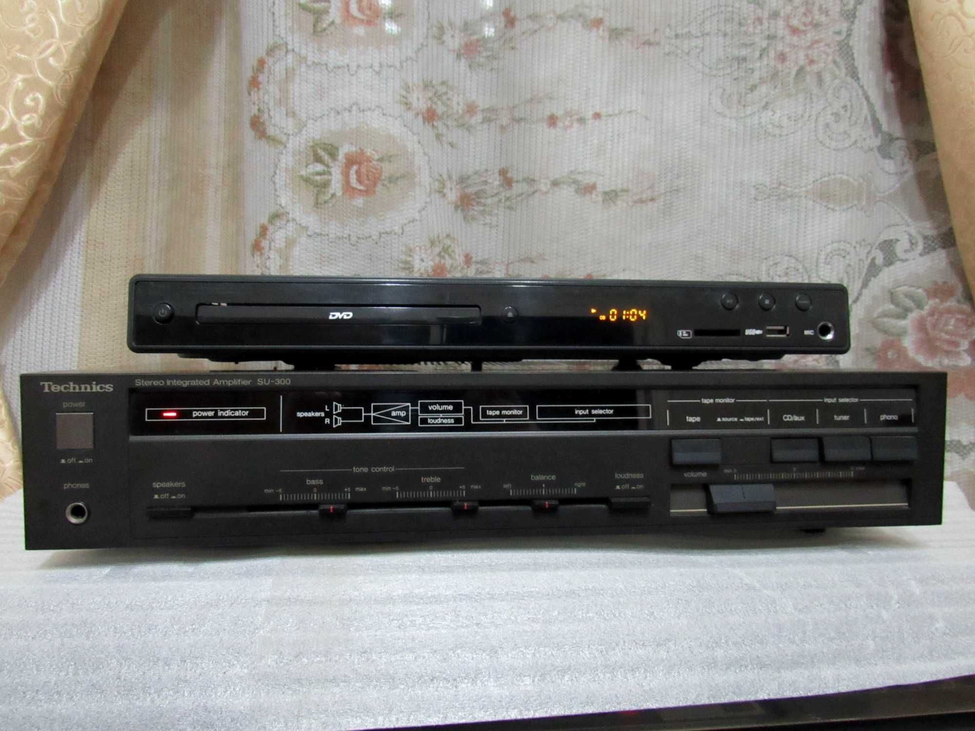 Усилитель «Technics SU—300» + DVD «Hyundai—5068» + колонка