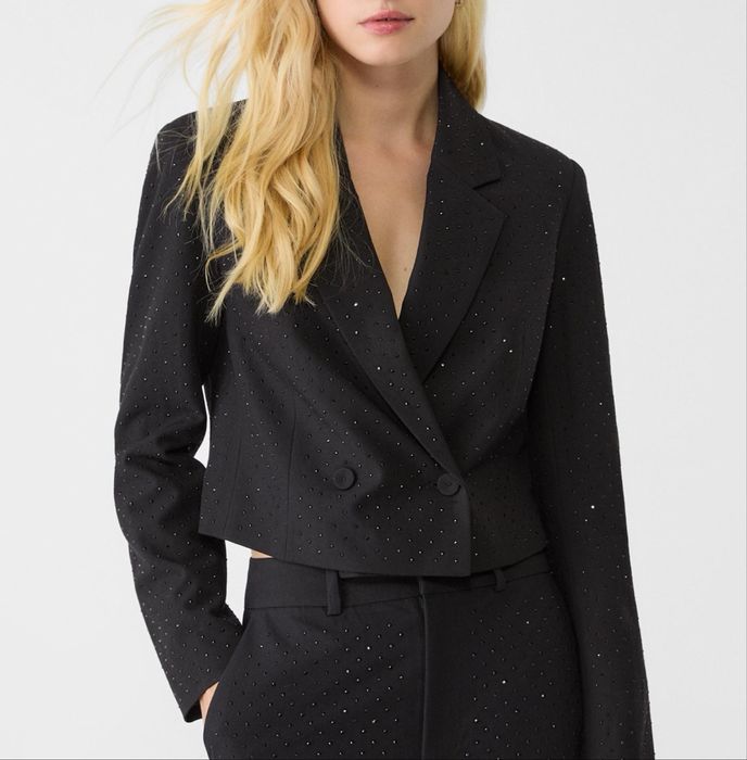 Blazer scurt cu detalii stralucitoare Stradivarius S