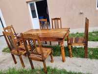 Vând masă cu 6 scaune din lemn masiv