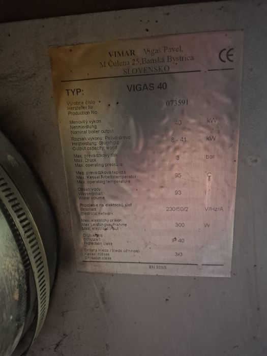 Centrala termica pe lemne  cu gazeificare Vigas 40 Kv