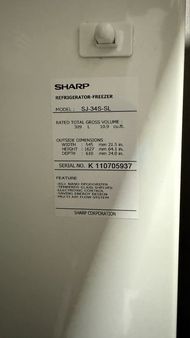 Холодильник | Sharp SJ-34S-SL — tejamkor muzlatkich! Holati zo'r
