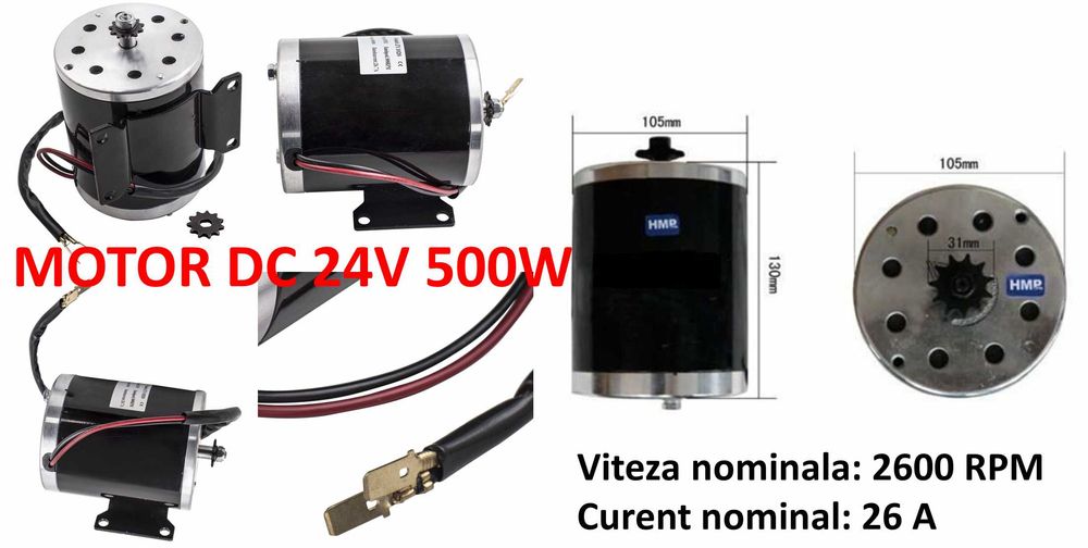 Motoare cu perii 24-36V-48v 500W-800W-1000W DC bicicleta electrica