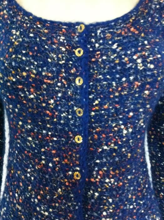 Cardigan(pulover)albastru din mohair si fir efect (unicat handmade)