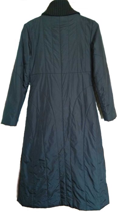 Palton lung Geaca de fas neagra cu guler de tricot inalt, 2 buzunare