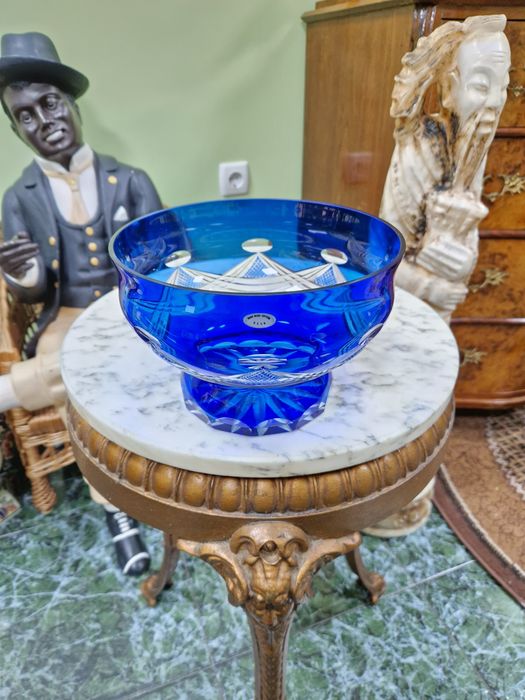 Рядка страхотна английска съветска кристална фруктиера купа