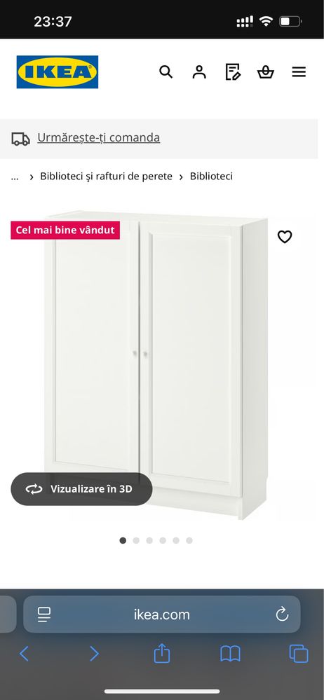 Bibliotecă+uşi, alb, 80x30x106 cm Ikea