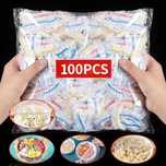 Set 100 pungi elastice colorate reutilizabile, pentru recipiente