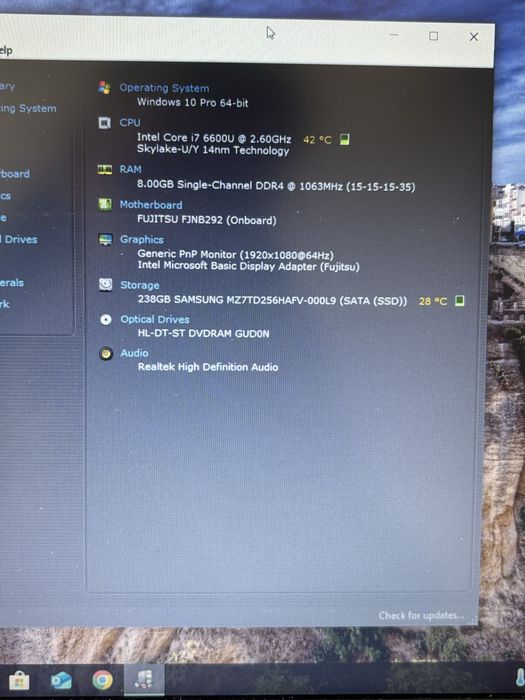 Laptop Fujitsu Siemens • i7-6600u  •8gb DDR4•SSD 256•15,6 FHD•Cellular