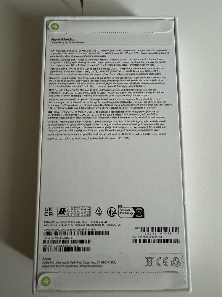 iPhone 15 Pro Max 256 GB Produs nou