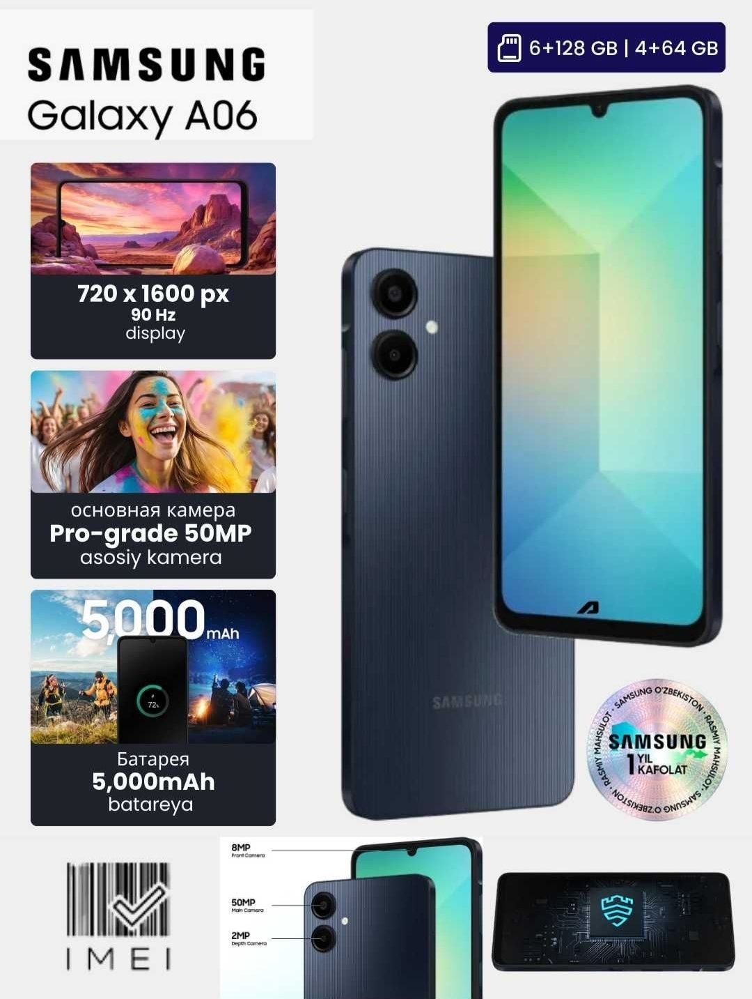 Samsung galaxy A06 holati yengi ochilmagan