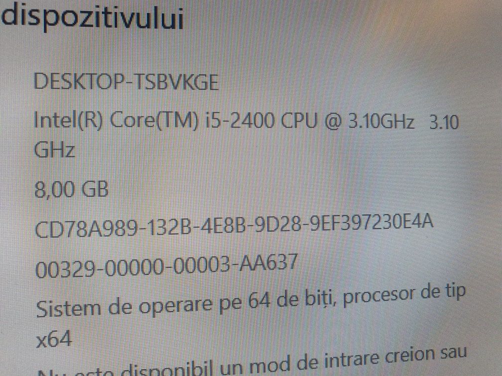 Procesor intel I5 2400 de 3,1 Ghz.