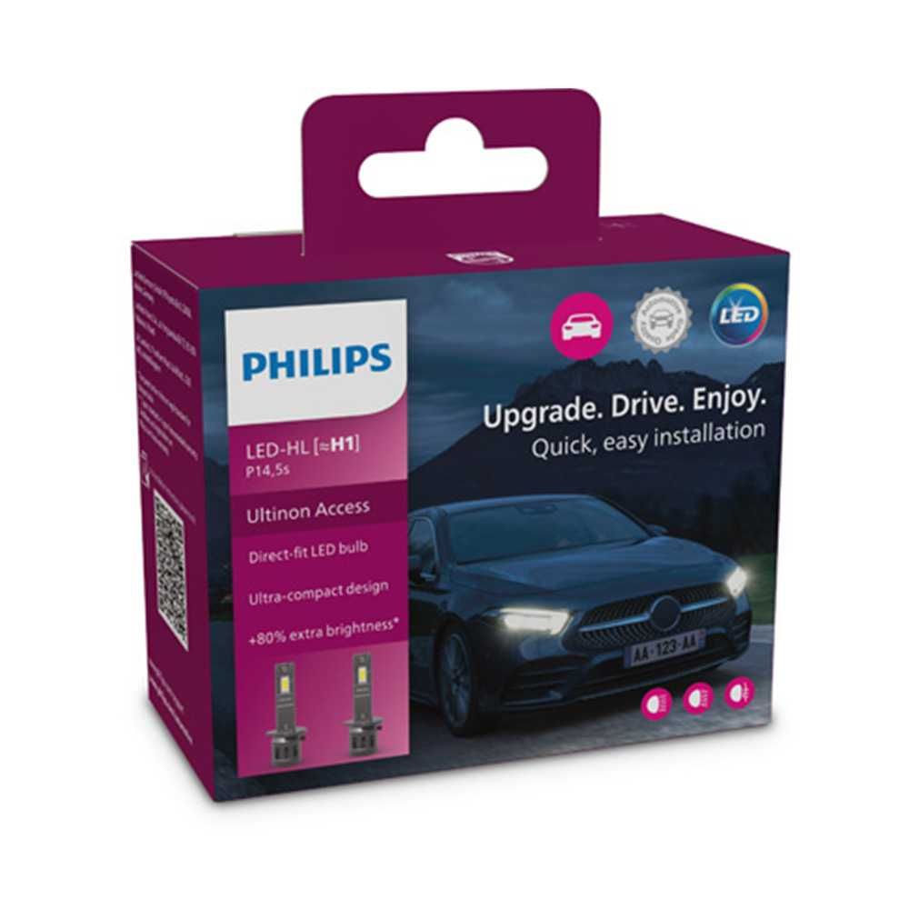 LED крушки предни фарове автомобил H1, Philips Ultinon Access 2500