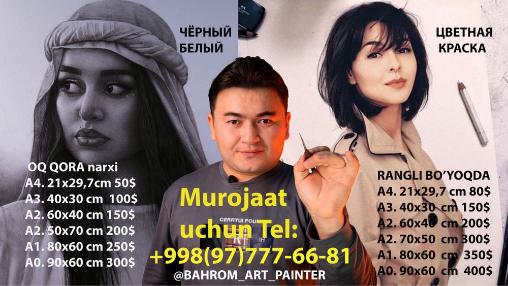 Rassom xizmati kerakmi? Yuqori sifatda chizib beraman