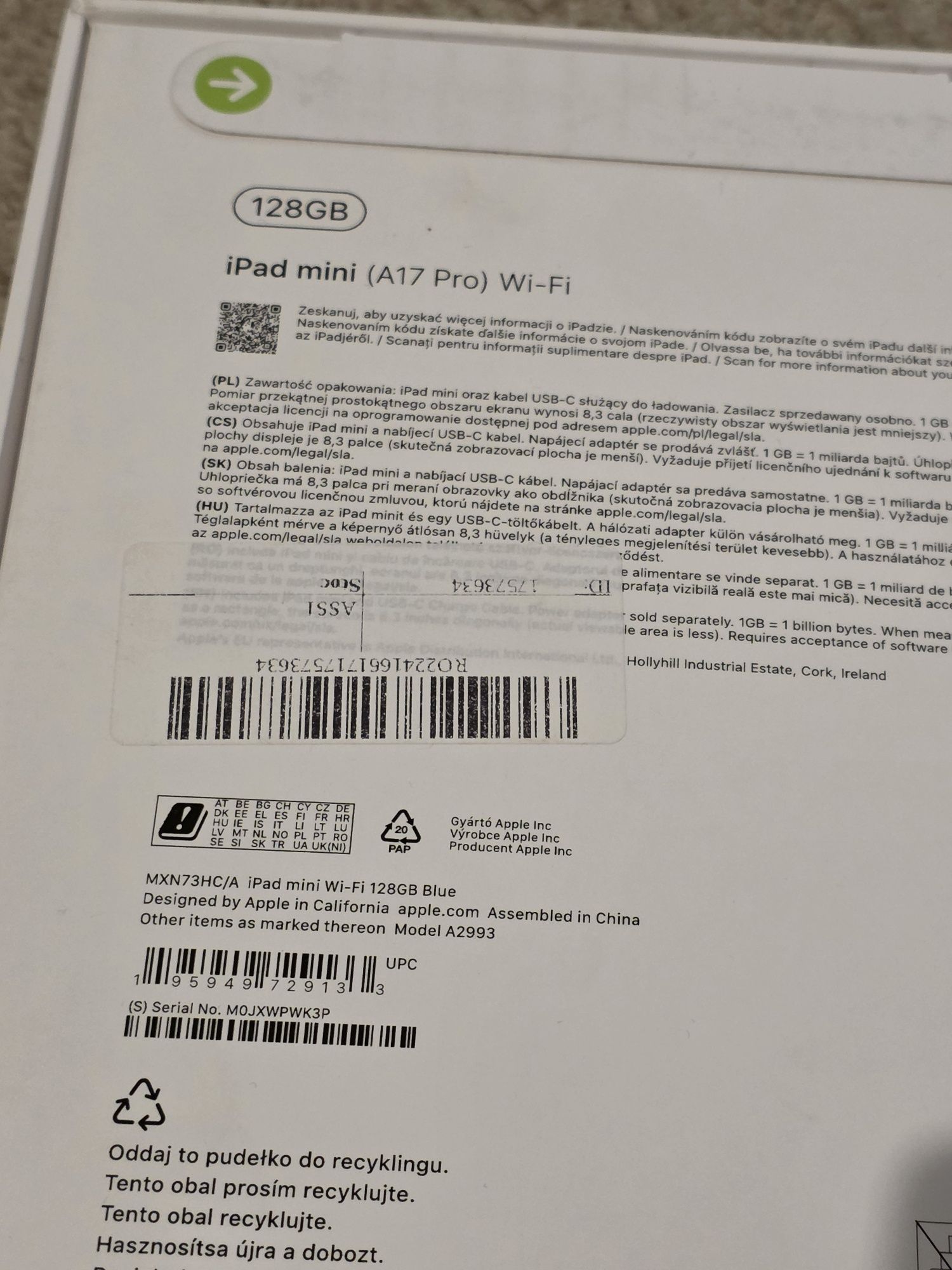 Tableta Apple iPad Mini 7 (A17 Pro) 8.3" (2024), 128GB, Wi-Fi, BLUE