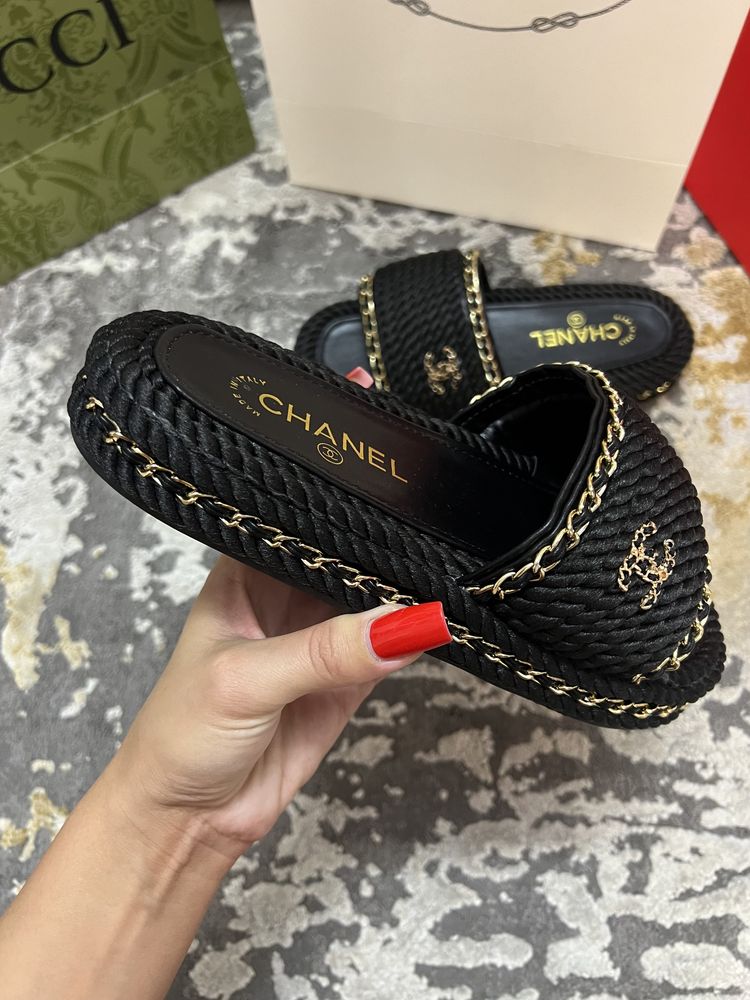 Papuci-Slapi Chanel-piele naturală-POZE REALE
