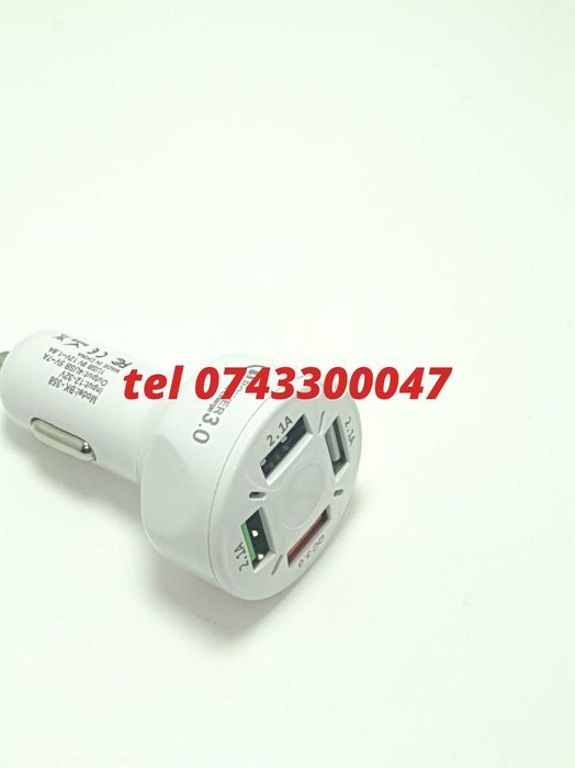 Incarcator Universal Masina Auto 4 Porturi Bricheta Usb Qc Fastcharge