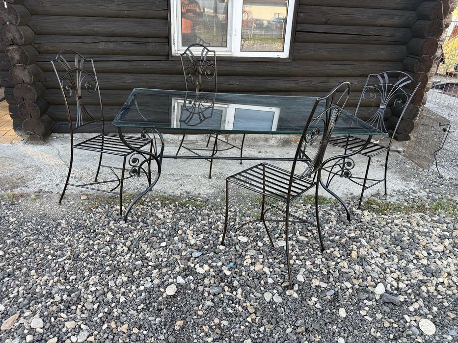 masa si scaune din fier forjat clasic 170 x 100