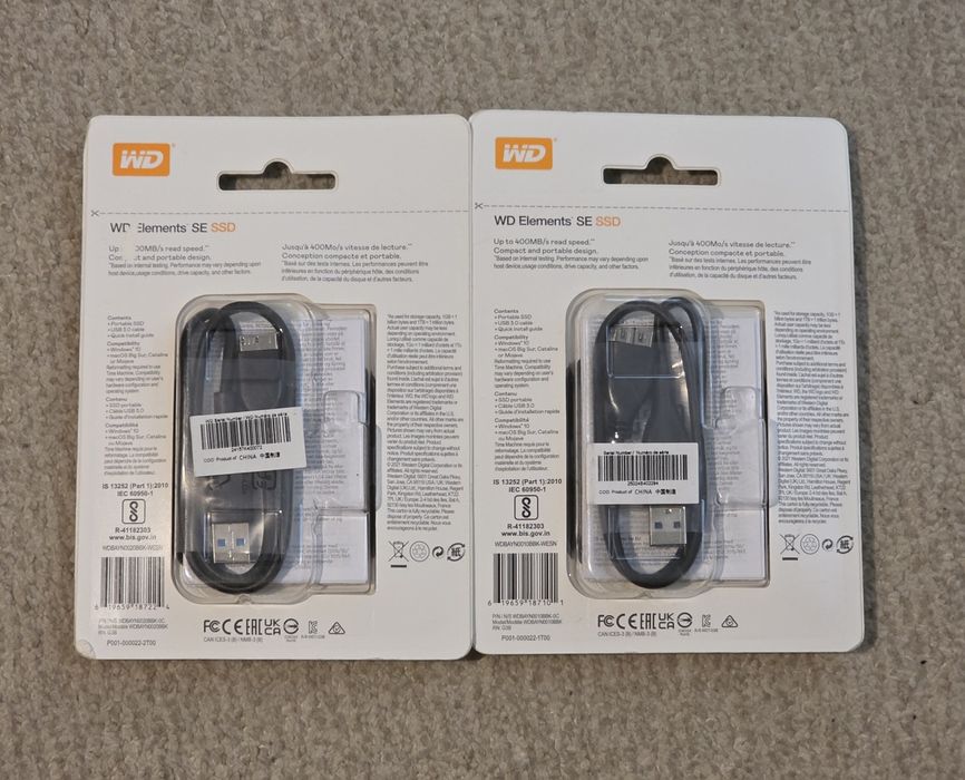 SSD extern WD Elements Portable SE, 1TB / 2TB, 2.5", USB 3.0, Negru