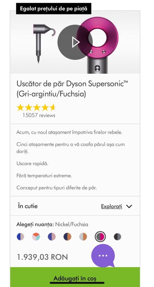 Uscator feon dyson supersonic