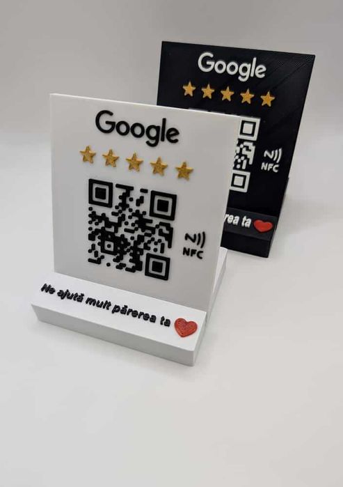 Stand recenzii Google cu QR și NFC – recenzii instant!