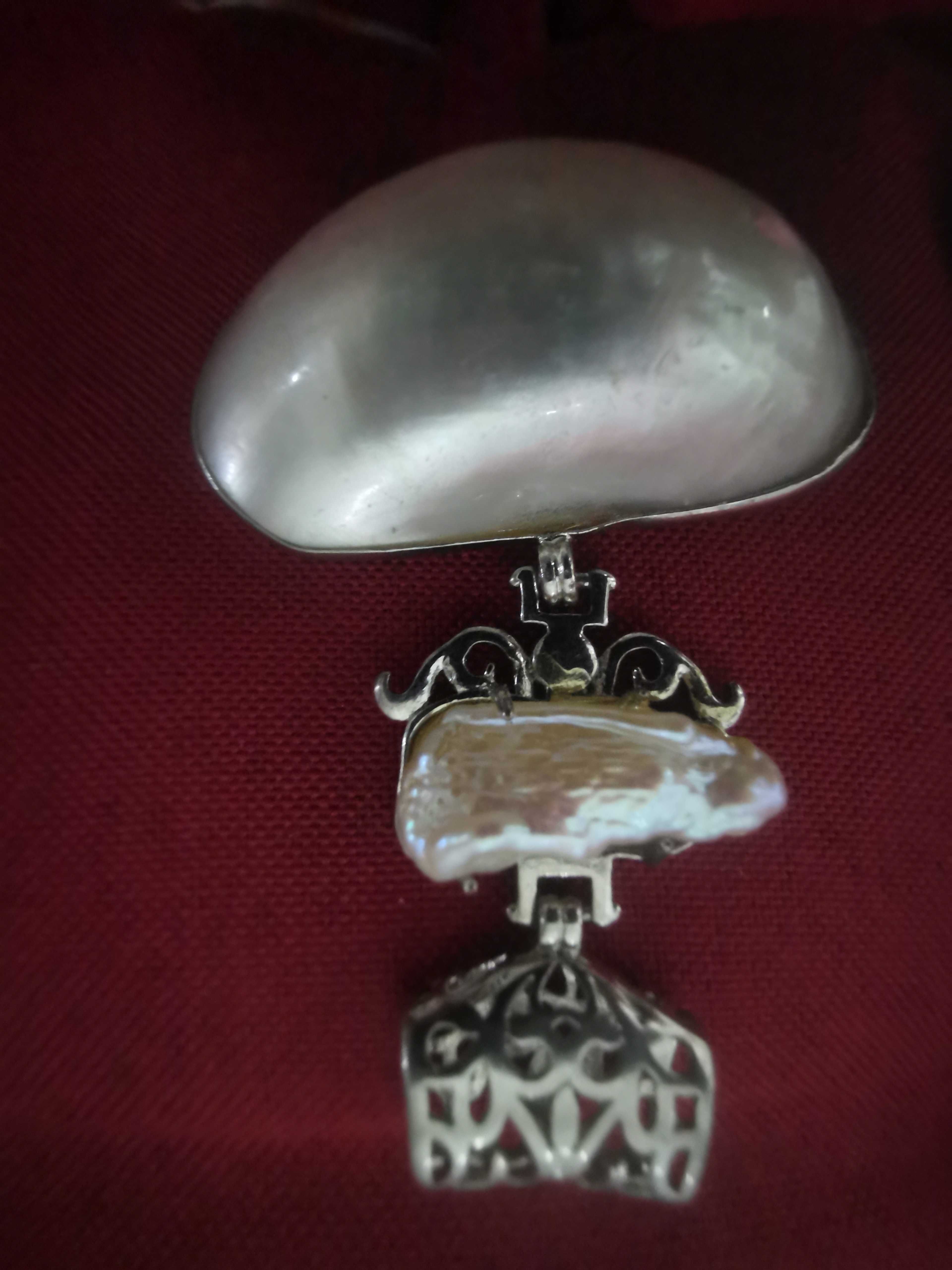 Pandant perla Mabe și perla baroc 6 cm lungime