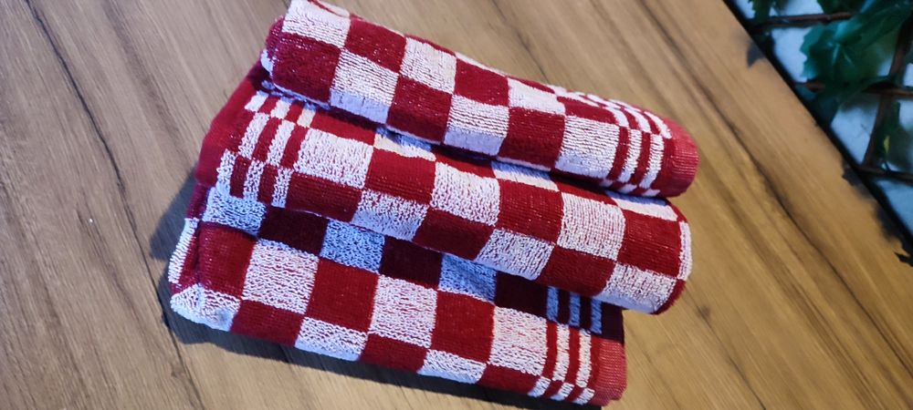 Prosoape 50/50, tabla șah, bordo alb, 100% bumbac