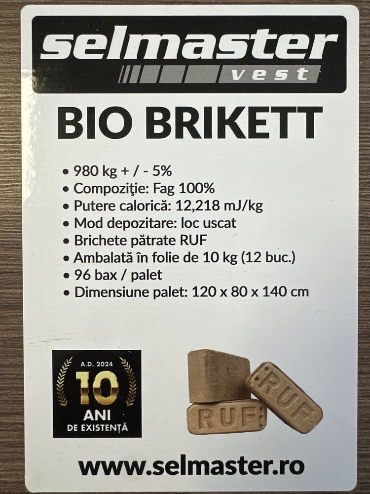Brichete Rumegus 100% FAG - RUF Oradea livrare in toata Romania