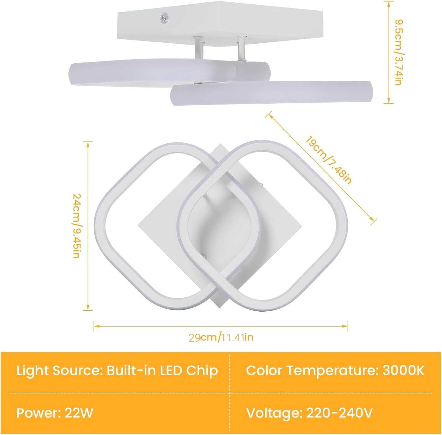 НОВА! LED лампа за таван, 22W, топло бяло, 2475 lm, 29 см
