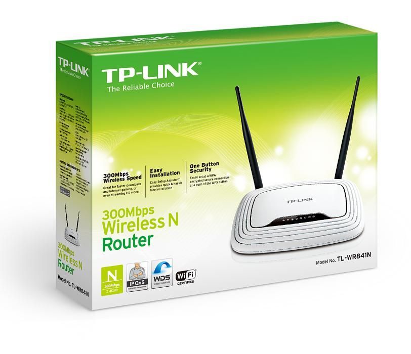 Рутер безжичен Router TP-Link TL-WR841N Wi-Fi N 300Mbps с 2 мощни въ