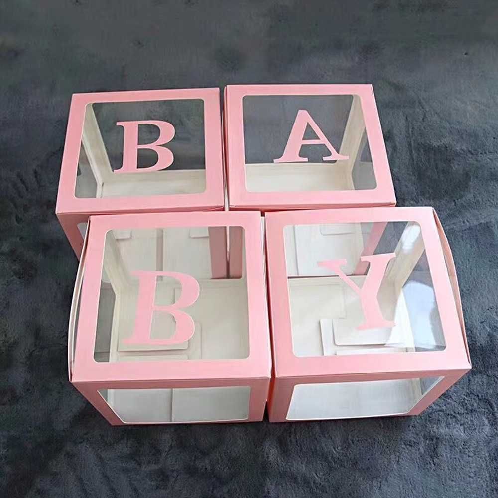 Set 4 cuburi BABY 30 cm, Alb, Roz, Albastru, Auriu, Rose Gold