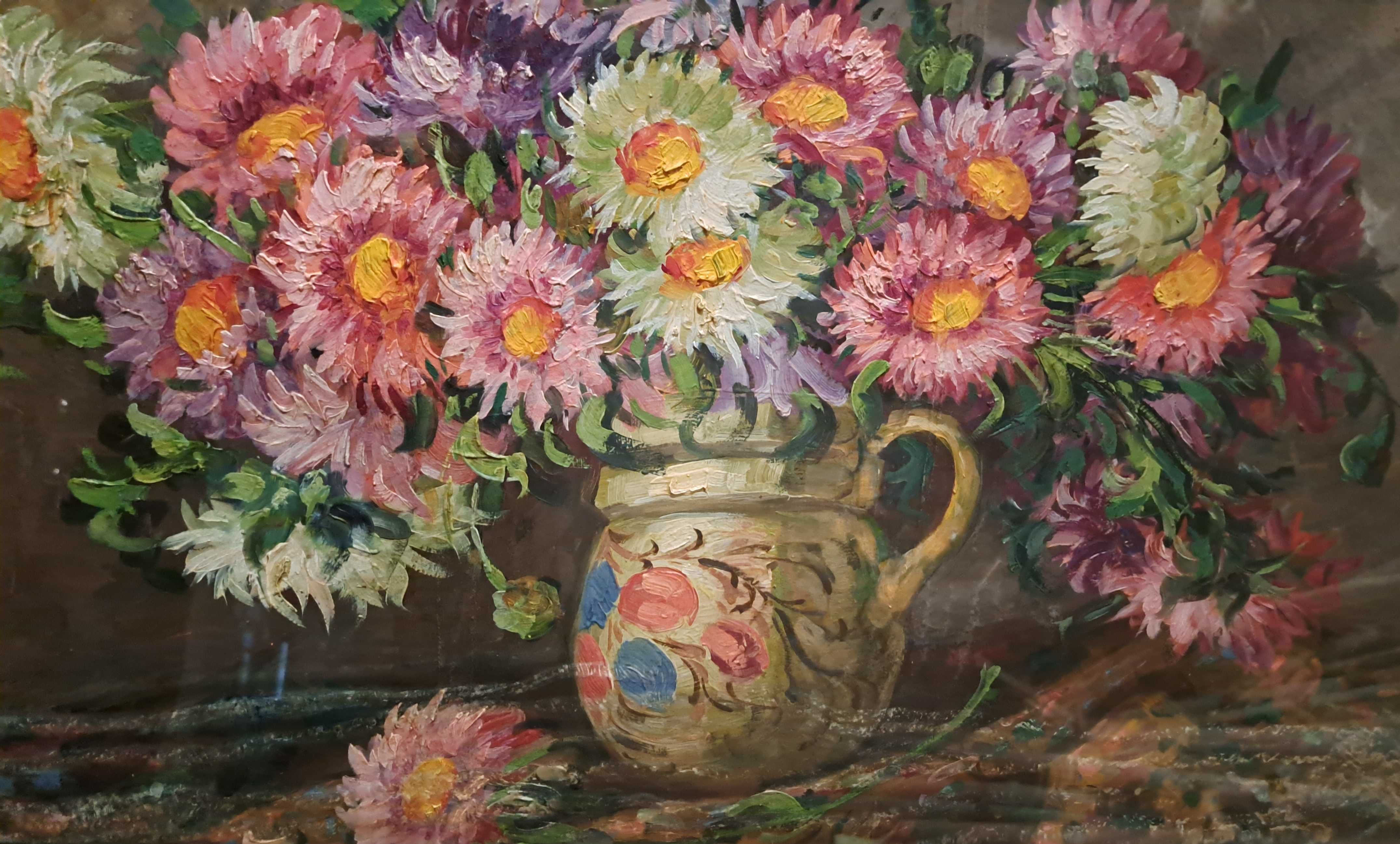 Tablou vechi Ulcica cu flori 82/67 V.Stupariu