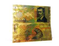 Bancnote placate foita aur 24k gold colectie 100 lei, euro, dolari