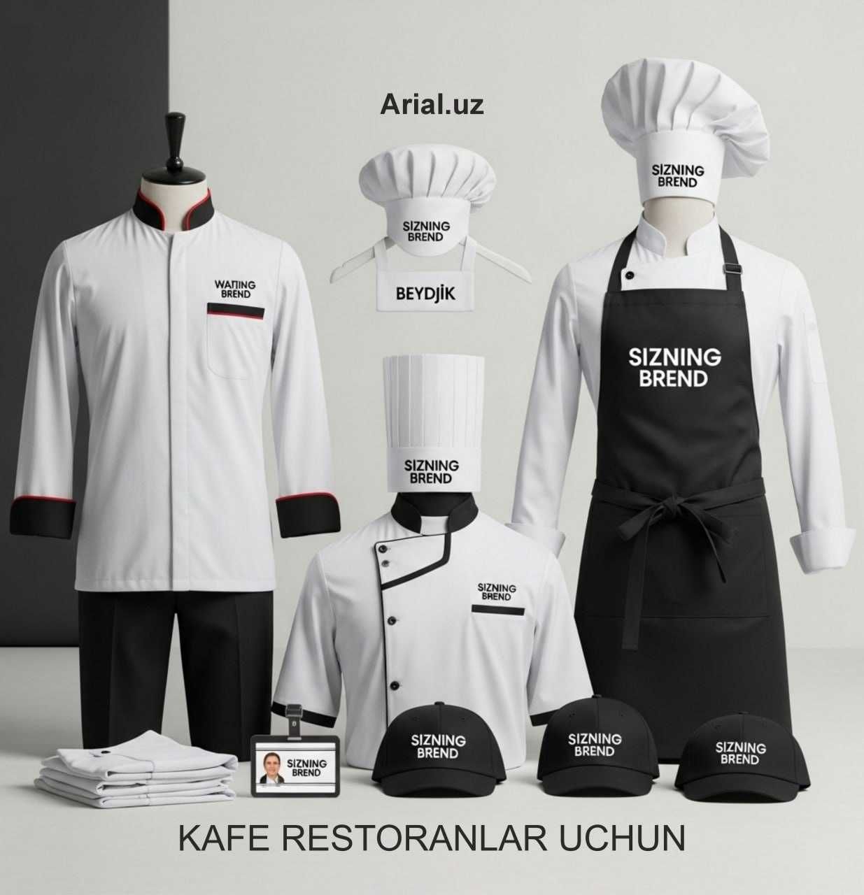Restoran va kafe xodimlari uchun professional forma – Logotip bilan