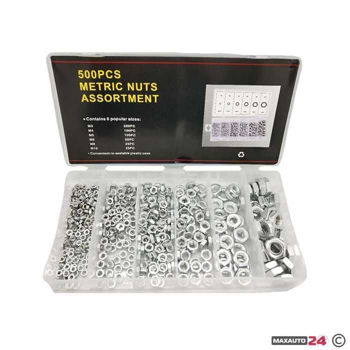 Кутия метални гайки 500 броя