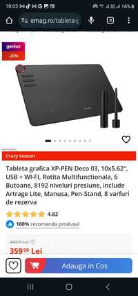 Tableta grafica XP-PEN Deco 03, 10x5.62", USB + WI-FI, Rotita Multifun