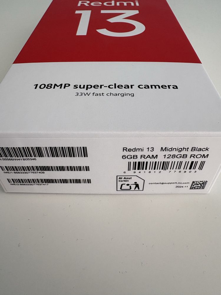 Чисто нов Смартфонът GSM XIAOMI REDMI 13 BLACK 6.79 ", 128 GB