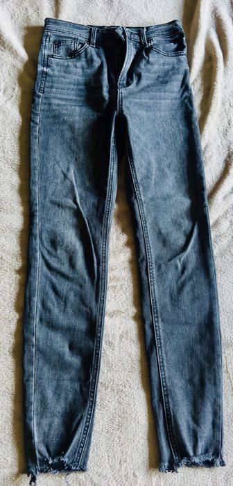 Blugi Stradivarius Damă, Mărimea 36, Gri Antracit, Talie Înaltă