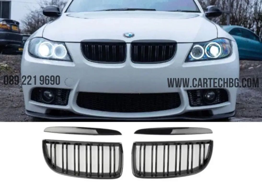 Двойни решетки BMW E90/E91 – черен гланц – пре фейс