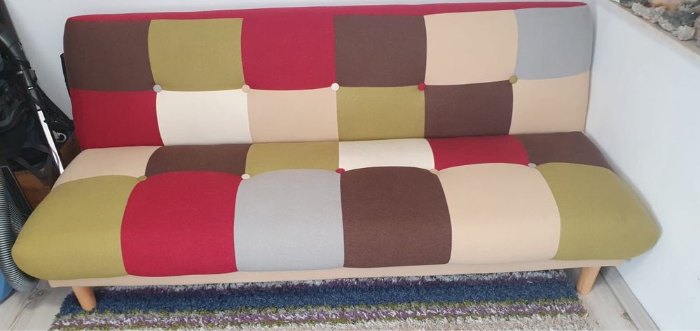 CANAPEA EXTENSIBILA PATCH,3 locuri, material textil, multicolora