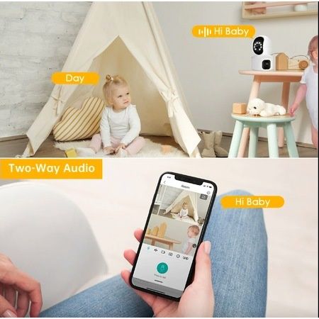 Camera Supraveghere Baby Monitor,Wireless, Rotativa ,2Lentile Ultra HD