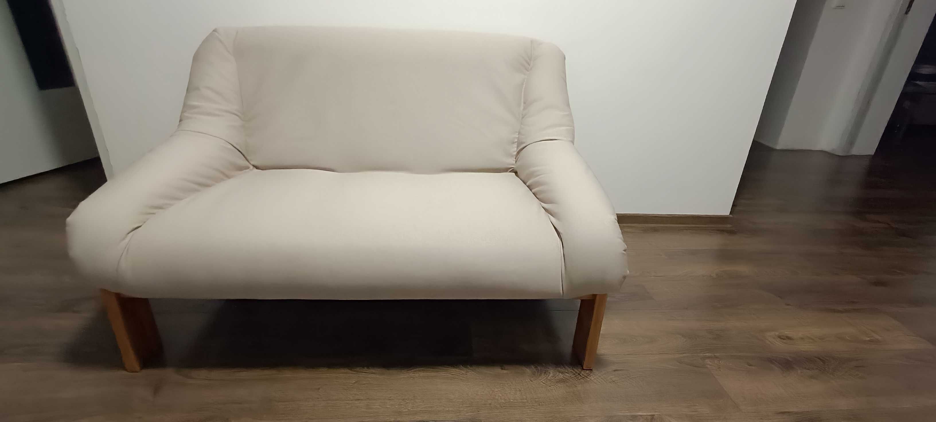 Canapea din lemn natural și țesătură de calitate, 6 locuri