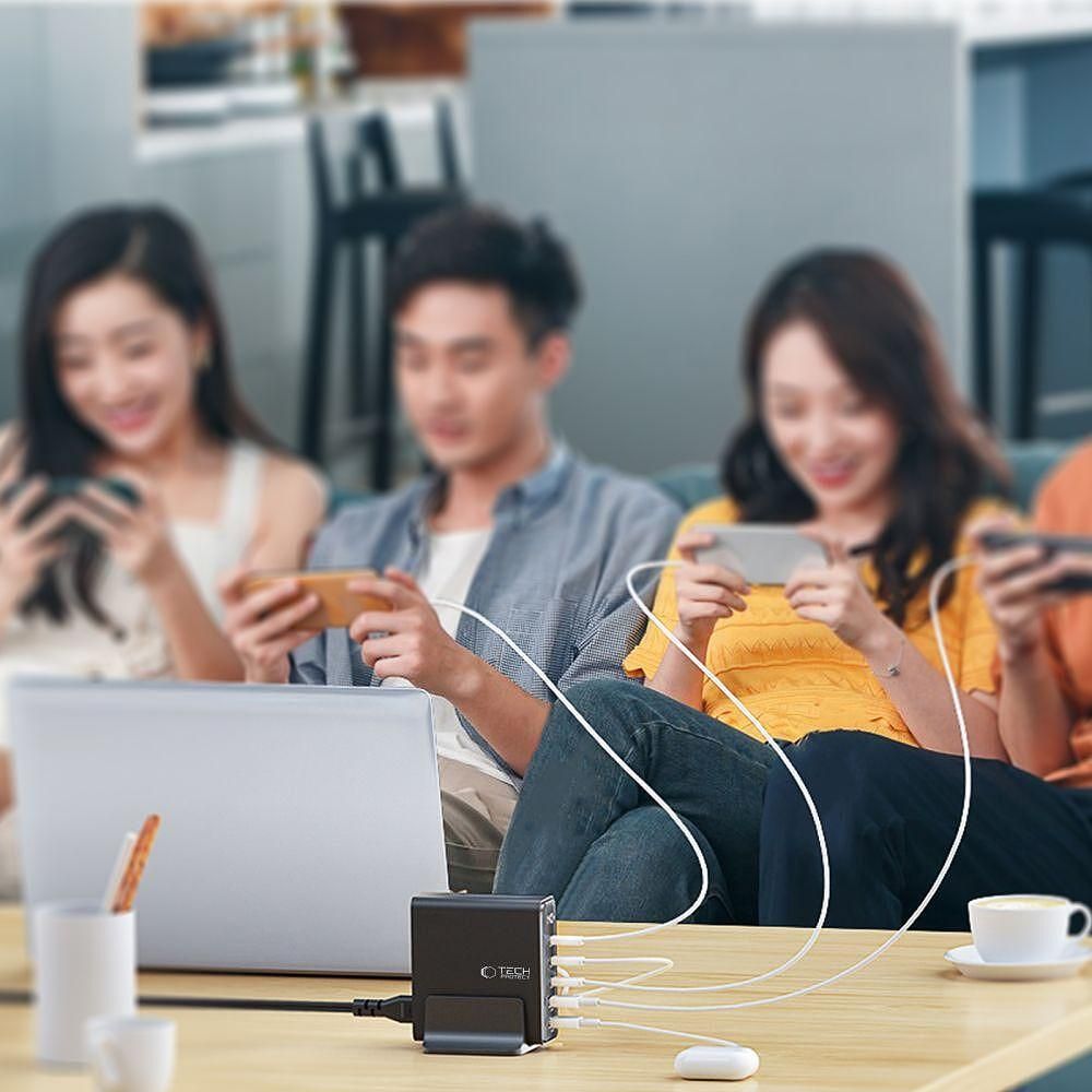 Зарядна станция tech-protect dc140w-gan 5-port desktop charger pd140w/