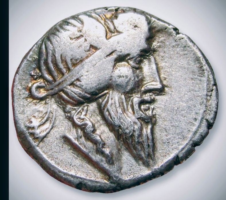 Monedă antică originală – Denar roman Q. Titius, Roma ~90 î.Hr.