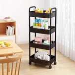 Carucior Raft Depozitare  cu 4 Niveluri  Roti 360  37x22x95cm Negru