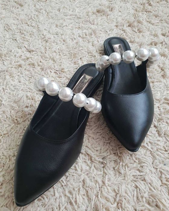 Balerini cu PERLE din piele naturală 100%, interior, exterior