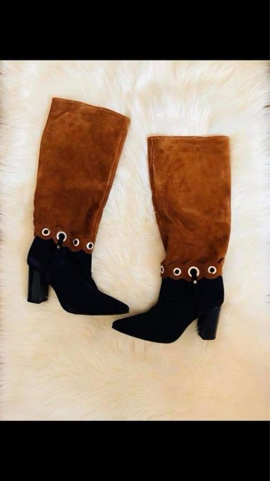 Cizme inalte din piele intoarsa