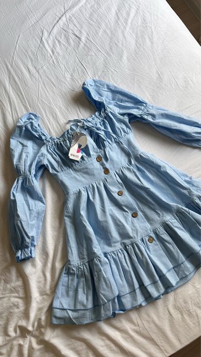 Платье сарафан голубого цвета