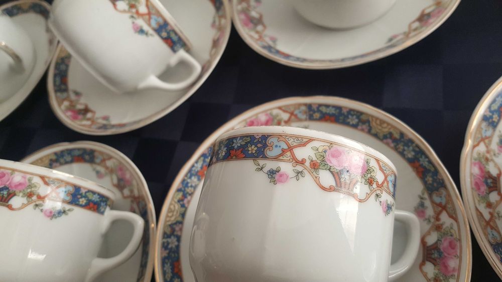 Ваза и чиния -SATSUMA /Сатцума/и сервиз за кафе ,WMFчаши за шампанско