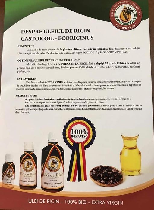 Sticle de ulei ricin