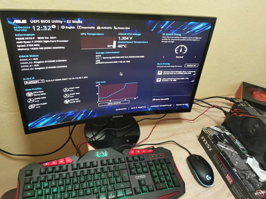 Kit ryzen 7 2700X asus X570-P ssd m2 256g rami 2X8=16g 2667mh